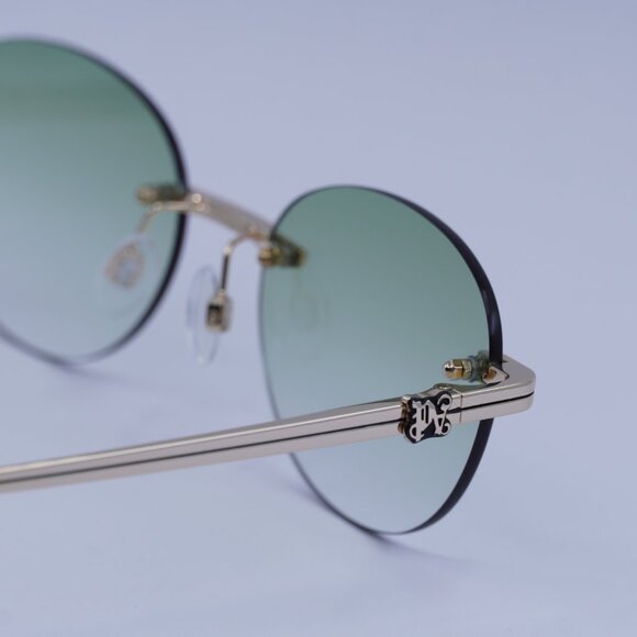 Palm Angels PERI10H CRYSTAL 7654 Sunglasses Gold Oval Frame, Green Lenses main image 8